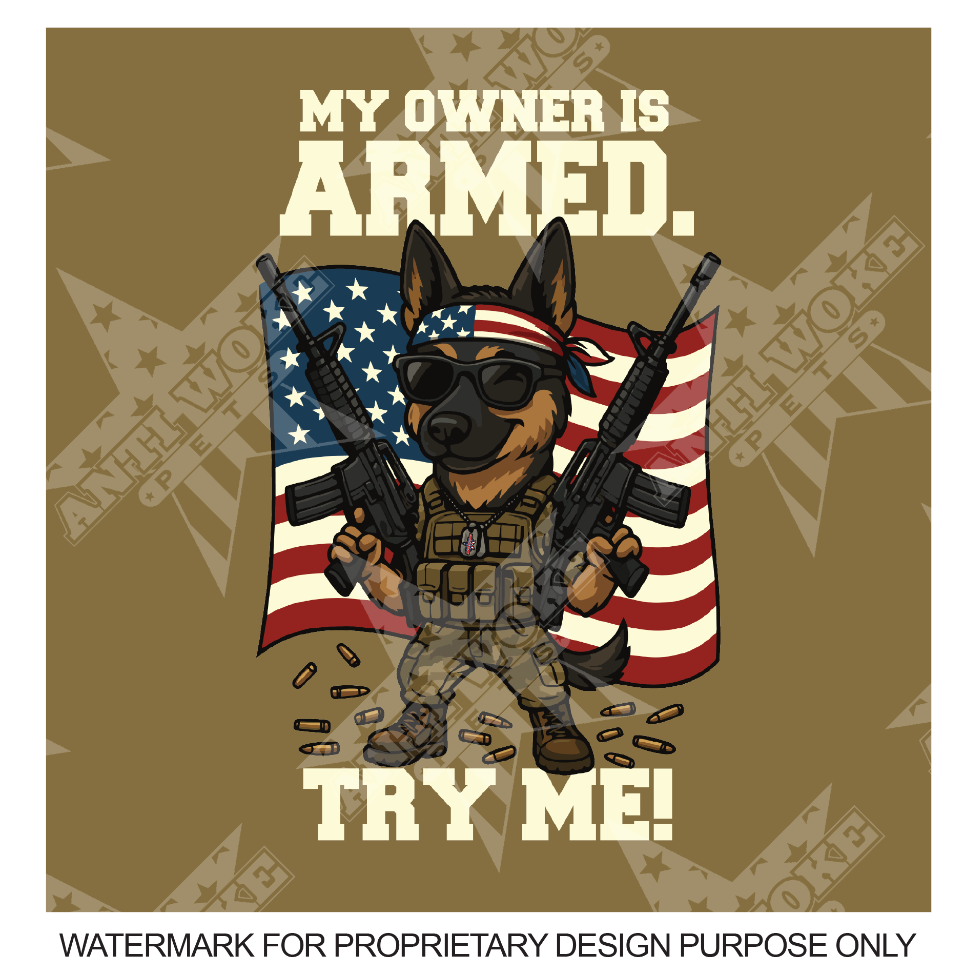 German Shepard- Tan W/ Camo- My Owner Is Armed- Puppy Tank Top